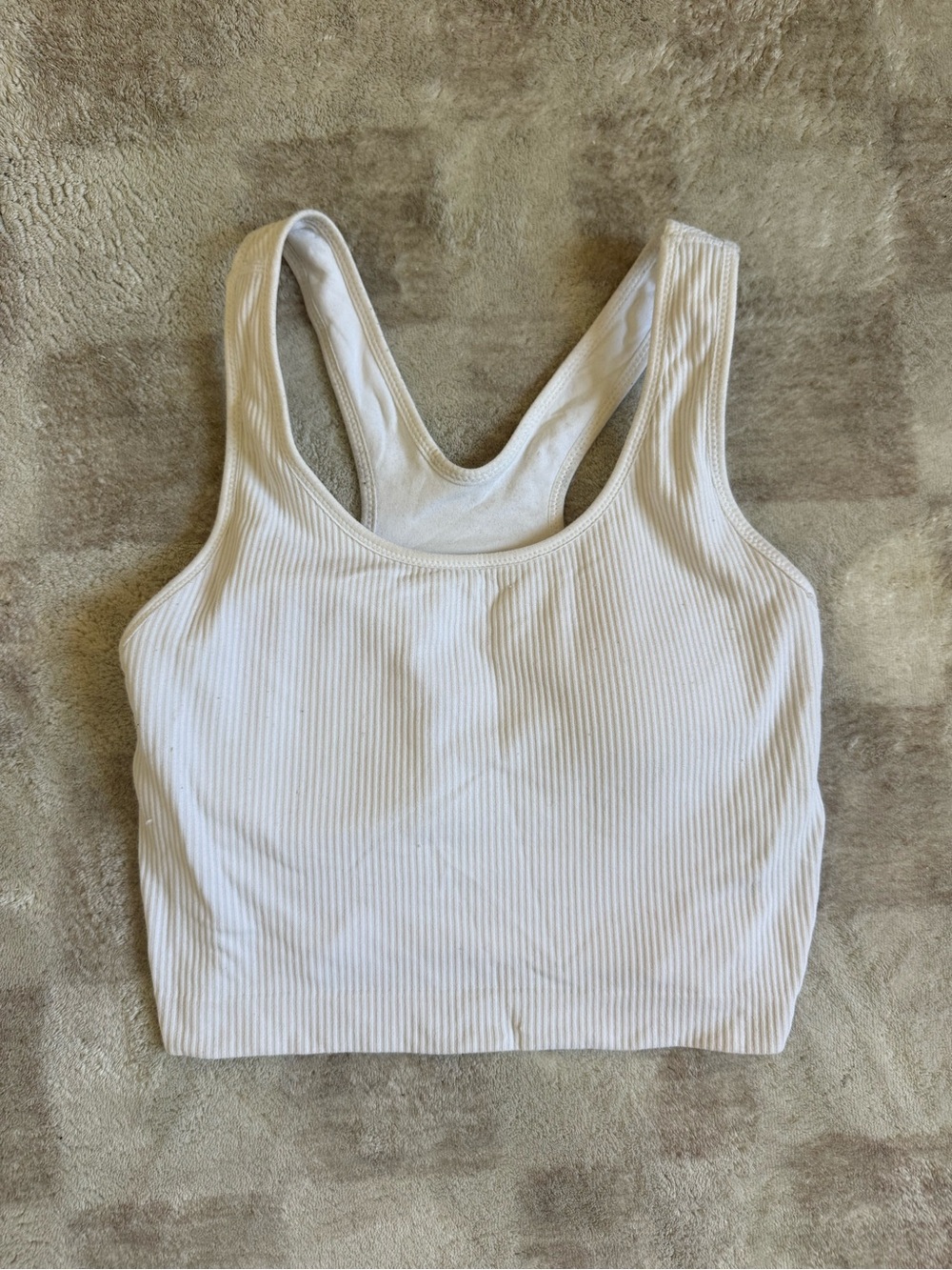 HARI White Ribbed Crop Tank Top